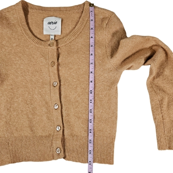Aerie Wool Blend Button Up Sweater, Peachy Orange, XS - Picture 9 of 11